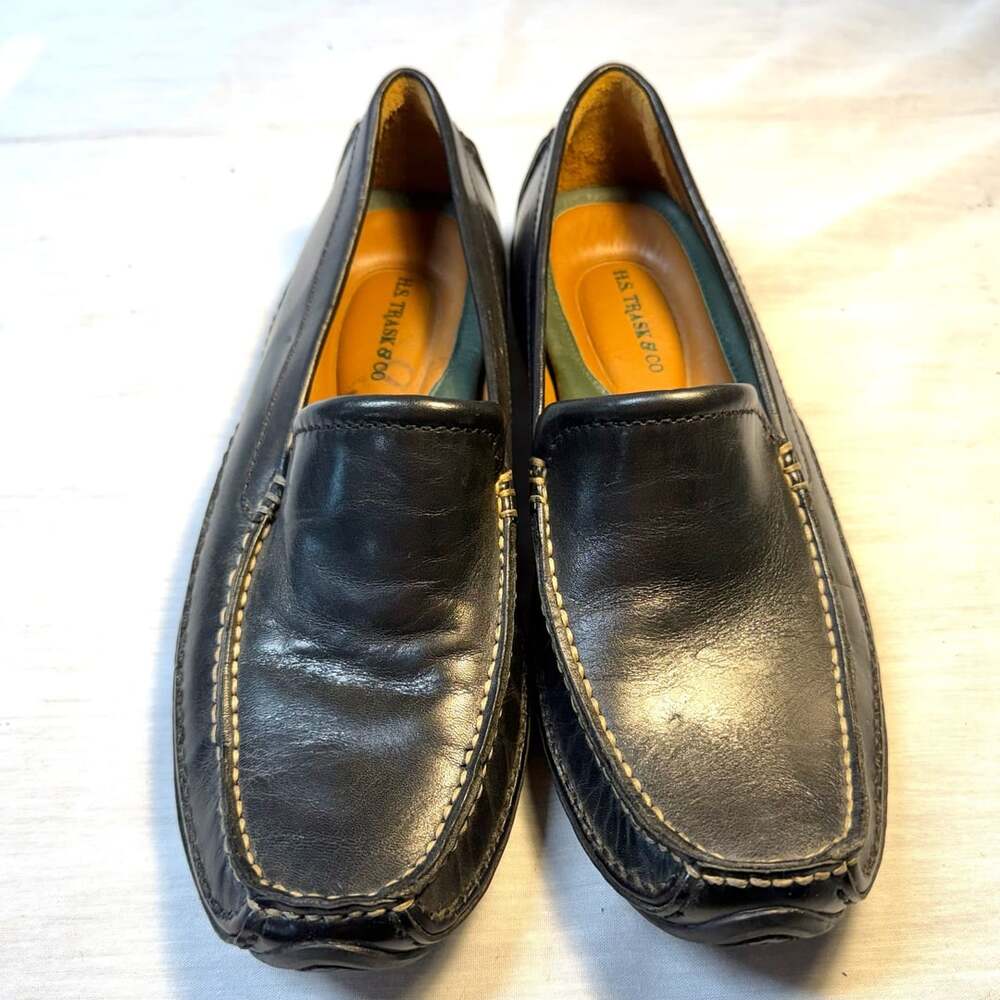 H.S. Trask & Co. Black Leather Slip-On Moccasin Driving Loafers